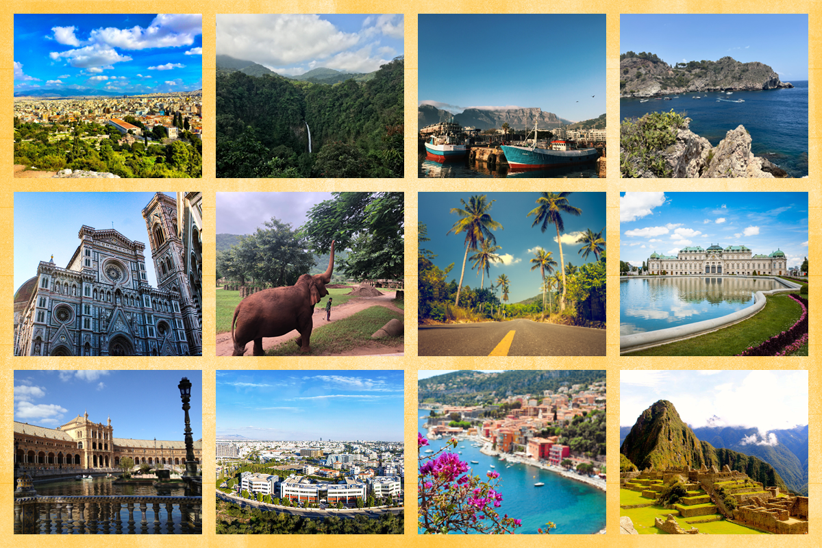 Collage of landscape images of study abroad destinations